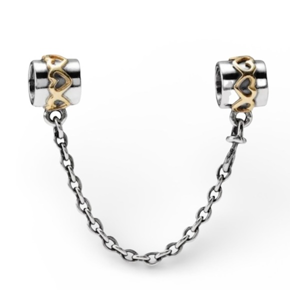 Pandora Jewelry - Pandora gold hearts on silver two tone safety chain